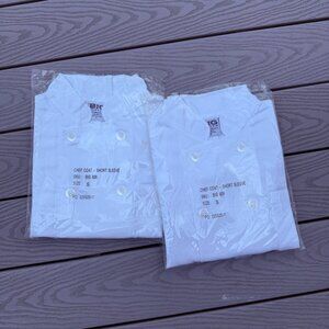 Chef Coat  NIP Short Sleeve Classic 10 Button White Lot of 2 Small